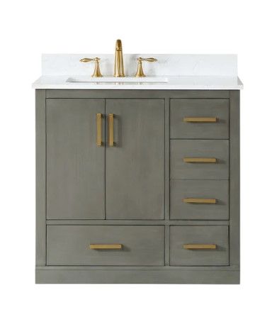 Photo 1 of (READ NOTES) monna-36-single-bathroom-vanity-set-with-carrara-white-composite-stone-countertop-with-mirror