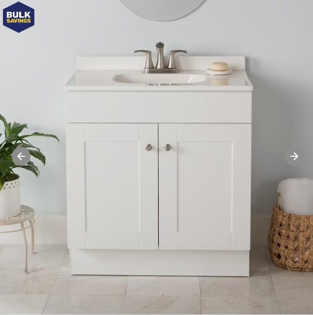 Photo 1 of (READ NOTES) Project Source 30-in White Single Sink Bathroom Vanity with White Cultured Marble Top
