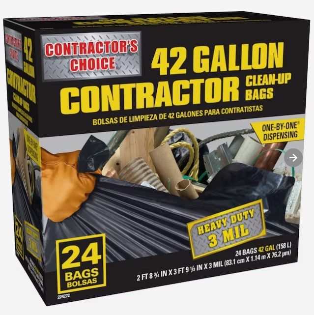 Photo 1 of (READ NOTES) Contractor's Choice Contractor 42-Gallons Black Outdoor Plastic Construction Flap Tie Trash Bag (24-Count)
