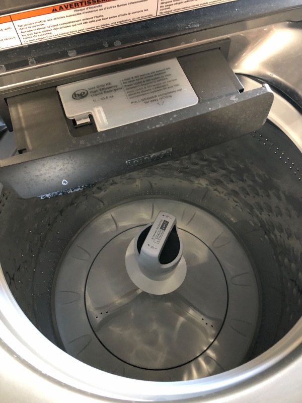 Photo 6 of (READ NOTES) Whirlpool - 5.2 Cu. Ft. High Efficiency Smart Top Load Washer with 2 in 1 Removable Agitator - Chrome Shadow
