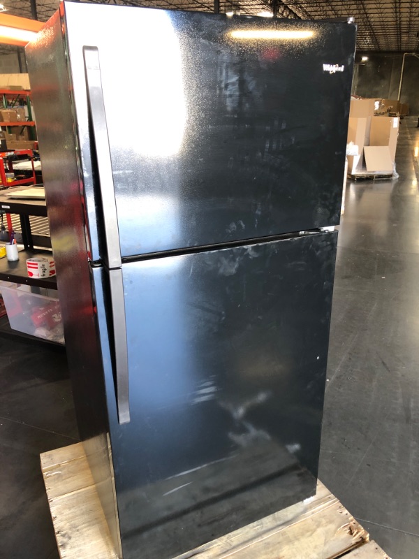 Photo 6 of **FREEZER DOOR DOESN'T SEAL***
 Whirlpool - 18.2 Cu. Ft. Top-Freezer Refrigerator - Black
