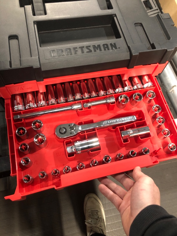 Photo 3 of (READ NOTES) Craftsman Mechanic Tool Set, 262-Piece Socket Set with Tool Box and 3 Drawers, SAE and Metric, 1/4" 3/8" and 1/2" Drive (CMMT45307)