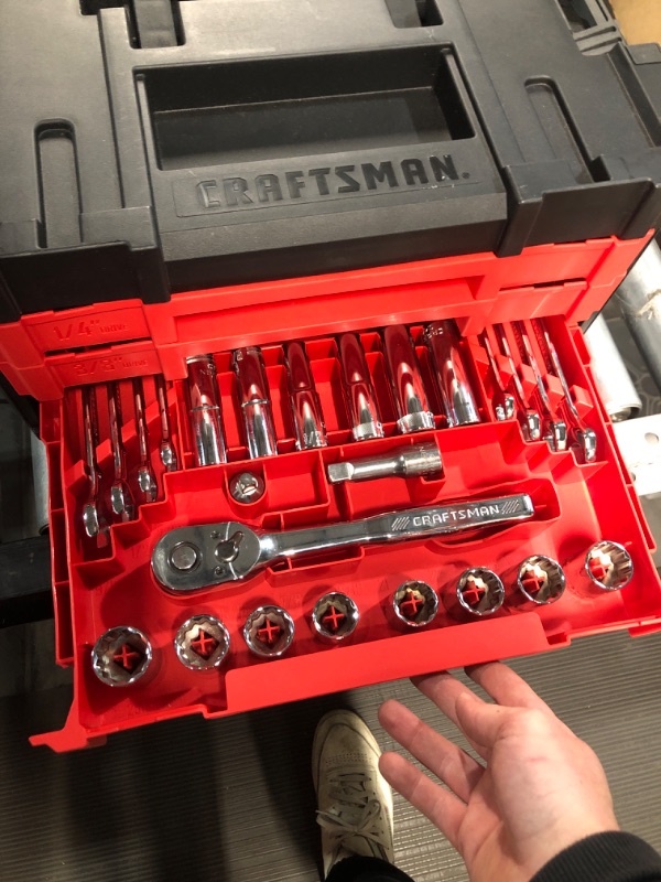 Photo 4 of (READ NOTES) Craftsman Mechanic Tool Set, 262-Piece Socket Set with Tool Box and 3 Drawers, SAE and Metric, 1/4" 3/8" and 1/2" Drive (CMMT45307)