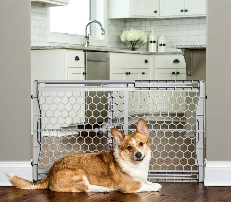 Photo 1 of (READ NOTES) Carlson Pet Products Easy Fit Plastic Adjustable Pet Gate, Fits Openings 28-42" Wide, Includes Rubber Pads to Protect Walls 1