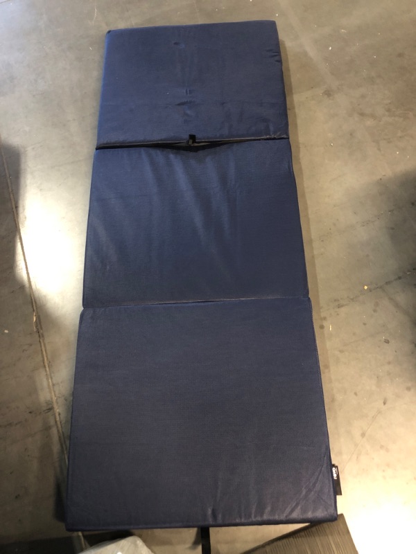 Photo 1 of (READ NOTES) American Furniture Alliance Hide A' Mat 3.5 x 30 x 75 inch Jr Twin TriFold Mattress, Navy