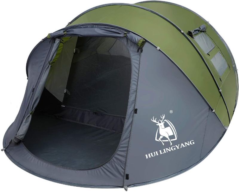 Photo 1 of (READ NOTES) 6 Person Easy Pop Up Tents for Camping - Double Layer Waterproof Instant Tent with Vestibule & Porch Green&Grey