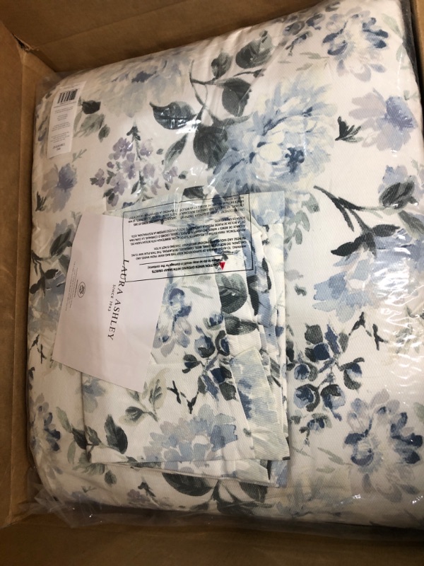 Photo 2 of (READ NOTES) Laura Ashley Home - King Comforter Set, Reversible Cotton Bedding with Matching Shams, Stylish Home Decor for All Seasons (Chloe Blue, King)