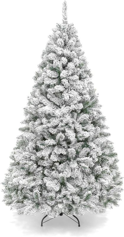 Photo 1 of (READ NOTES) Best Choice Products 7.5ft Premium Snow Flocked Artificial Holiday Christmas Pine Tree for Home, Office, Party Decoration w/ 1,346 Branch Tips, Metal Hinges...
