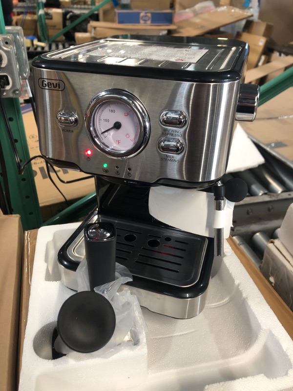 Photo 2 of (READ NOTES) Gevi Espresso Machine 15 Bar Pump Pressure, Cappuccino Coffee Maker with Milk Foaming Steam Wand for Latte, Mocha, Cappuccino, 1.5L Water Tank, 1100W