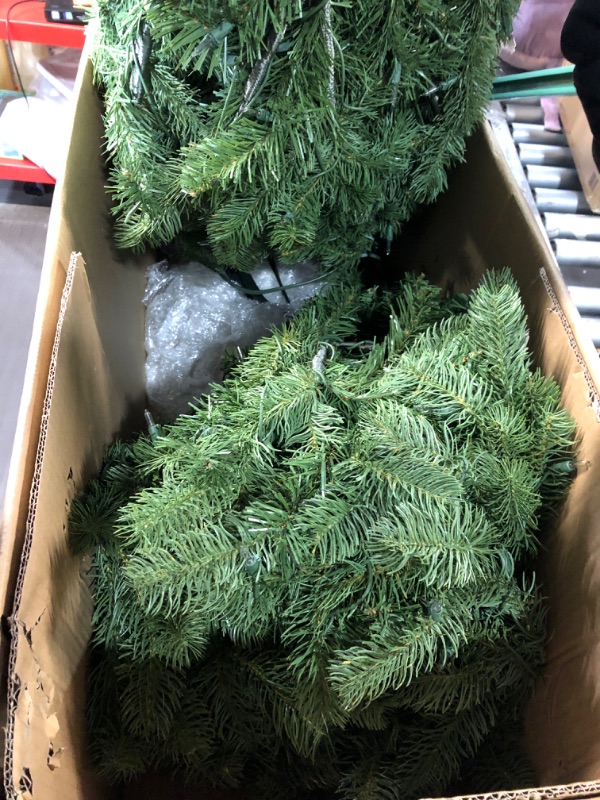 Photo 3 of ***USED***National Tree Company Pre-lit 'Feel Real' Artificial Full Downswept Christmas Tree, Green, Douglas Fir, White Lights, Includes Stand, 7 feet
