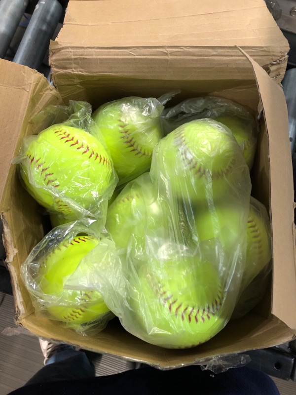 Photo 2 of **BOX FULL OF SOFTBALLS**
Lewtemi Yellow Practice Softballs Official Size and Weight Slow-pitch Softball 11 Inch