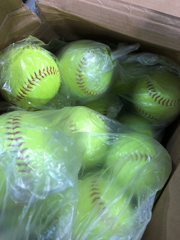 Photo 3 of **BOX FULL OF SOFTBALLS**
Lewtemi Yellow Practice Softballs Official Size and Weight Slow-pitch Softball 11 Inch