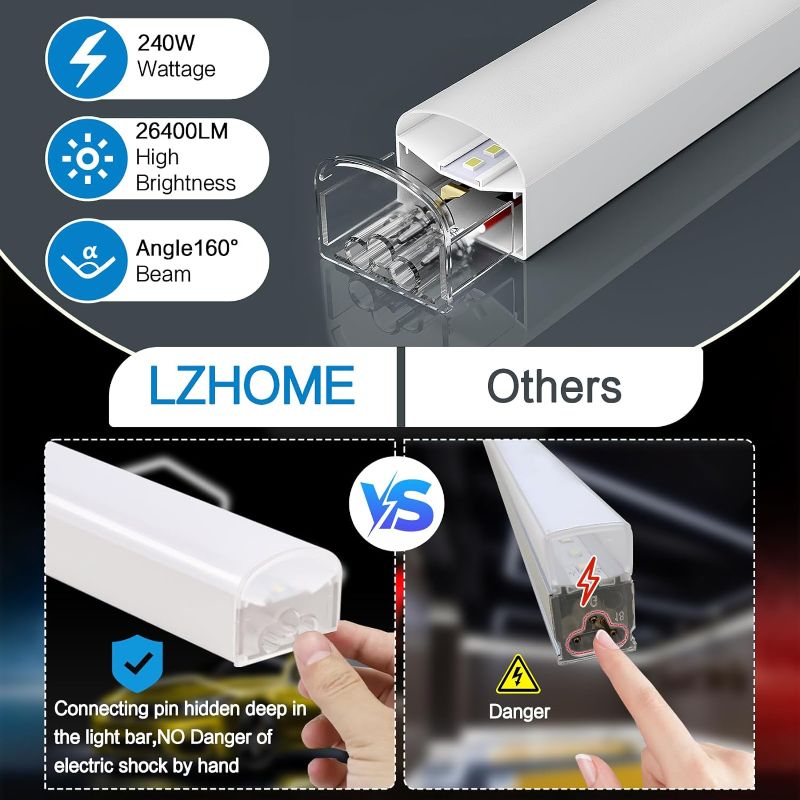 Photo 3 of (READ NOTES) LZHOME Hexagon LED Garage Light: 25 Pack Updated Bigger Size, 26400LM 240W Super Bright Car Detailing Ceiling LED Shop Light for Warehouse Workshop Gym Basement Car Care Wash Room 25-PACKS White