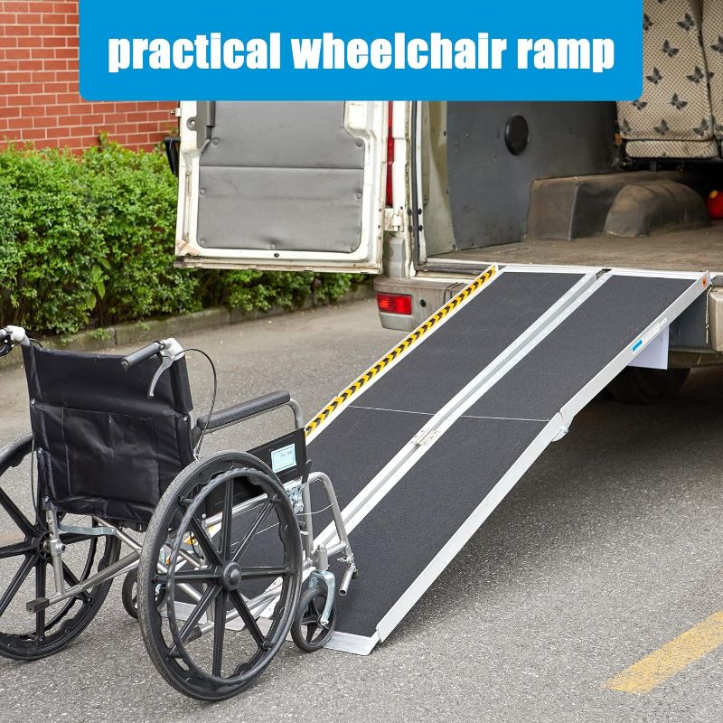 Photo 4 of (READ NOTES) 7FT Wheelchair Ramp, Portable Wheelchair Ramp for Home, Aluminum Wheelchair Ramp for Steps, Non-Skid Threshold Ramp for Doorways, Curbs, Foldable Mobility Scooter Ramp