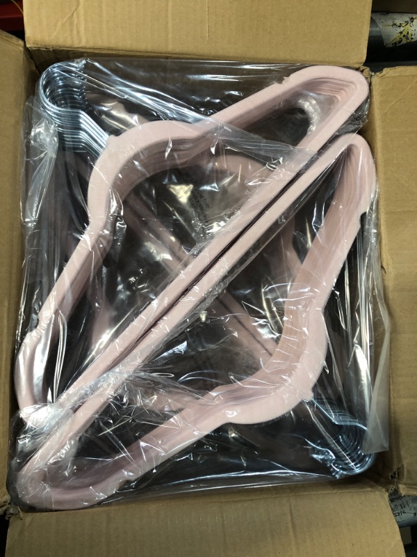 Photo 2 of (READ NOTES) HOUSE DAY Pink Velvet Hangers 60 Pack, Premium Clothes Hangers Non-Slip Felt Hangers, Sturdy Pink Hangers Heavy Duty Coat Hangers, Durable Suit Hangers for Space Saving, No Hanger Marks 360 Rotating Peach pink Silver Hook