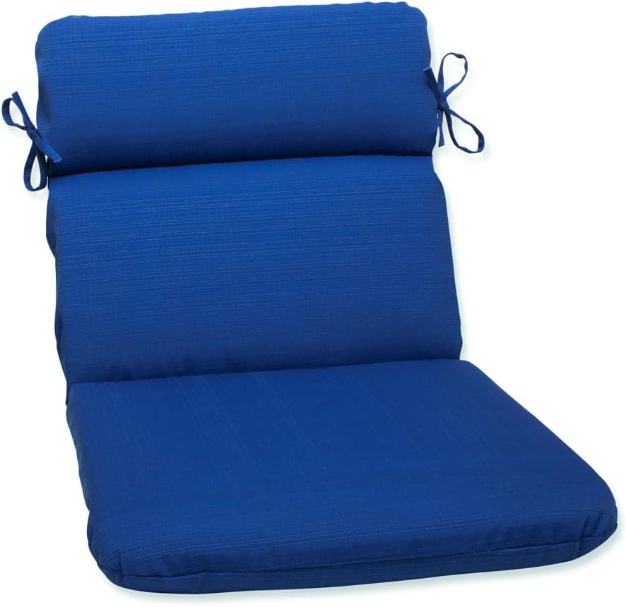 Photo 1 of (READ NOTES) Pillow Perfect Fresco Solid Indoor/Outdoor One Piece Chair Cushion Deep Seat, Weather and Fade Resistant, Round Corner - 70" x 20", Blue