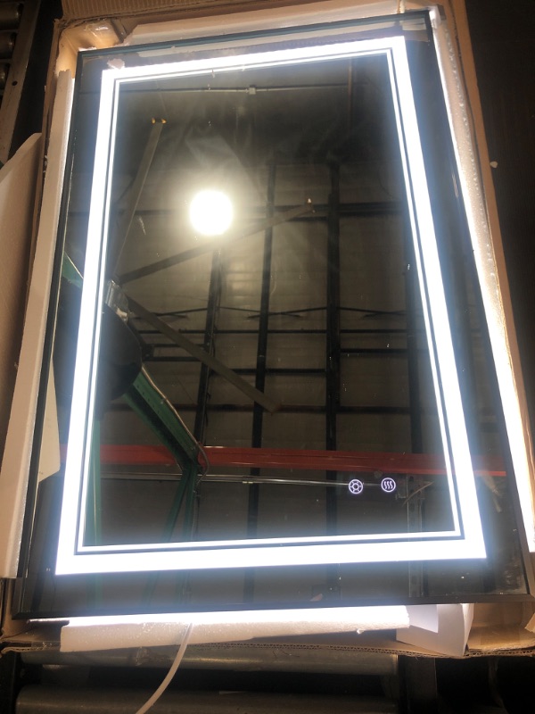 Photo 3 of (READ NOTES) OUMUSU 24" x 36" LED Bathroom Mirror with Black Frame,Dual LED Strips,Front and Backlit Lighted Bathroom Mirror- Anti-Fog, Dimmable, Shatter-Proof, Memory, 3 Colors(Horizontal/Vertical) Black Frame 24" X 36"