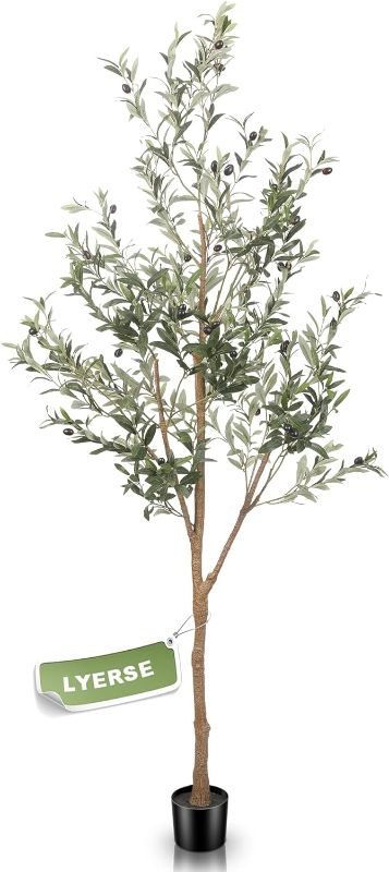 Photo 1 of (READ NOTES) LYERSE 6FT Potted Silk Tall Artificial Olive Tree with Pot, Large Faux Olive Branches and Fruits, Artificial Tree for Office, Home…
