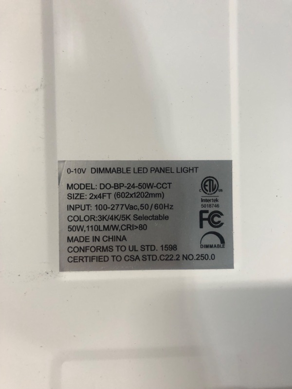 Photo 2 of (READ NOTES) LED ENERGY PLUS Luz de panel plano LED de 2 x 4 con batería de emergencia, 50 W 3000 K/4000 K/5000 K, 0-10 V regulable, 6500 lúmenes, luces de techo LED de caída, 100-277 V, certificación DLC UL (paquete de 2)

