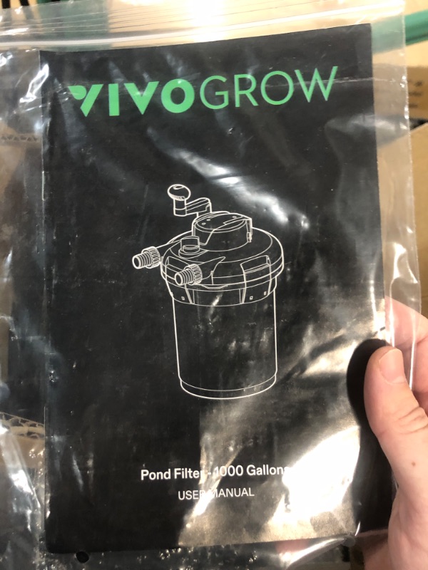 Photo 3 of (READ NOTES) VIVOGROW Bio Pressure Pond Filter, up to 1000 Gallons, Pond Filter System with Convenient Cleaning Crank Handle for Garden, Pool, Fishpond, Black 1050 GPH