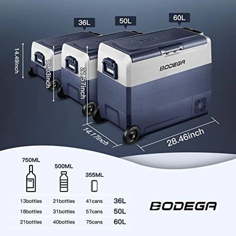 Photo 5 of (READ NOTES) BODEGA 12 Volt Car Refrigerator, Portable Freezer, Car Fridge Dual Zone WIFI APP Control, 38 Quart?36L?-4?-68? RV Compressor Car Cooler 12/24V DC and 100-240V AC for Outdoor, Travel, Camping 38 Quart blue