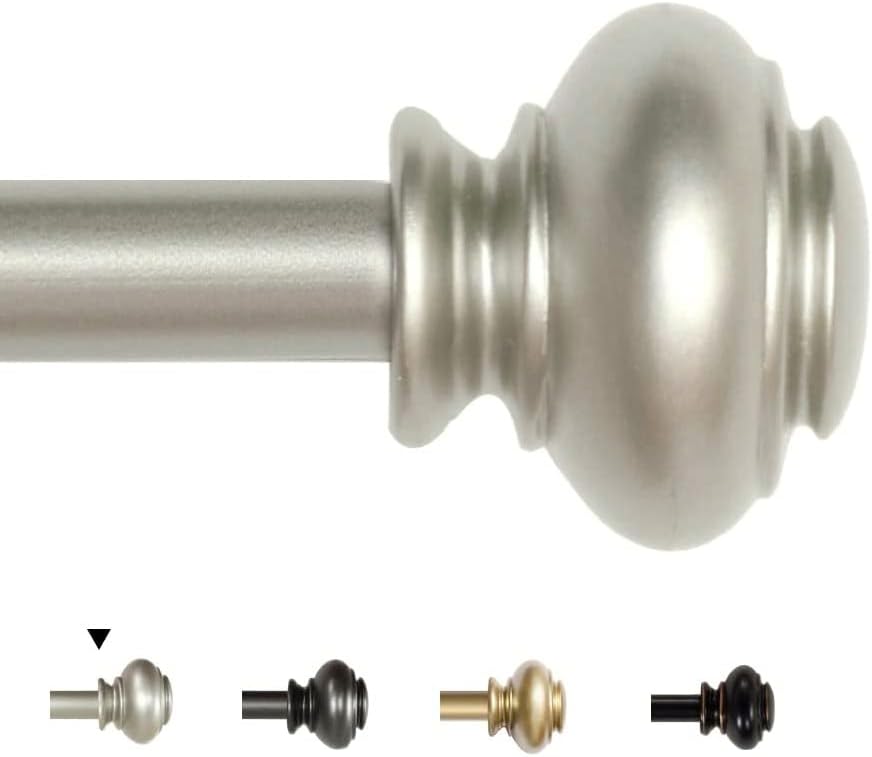 Photo 1 of (READ NOTES) H.VERSAILTEX Window Curtain Rods for Windows 28 to 48 Inches Adjustable Decorative 3/4 Inch Diameter Single Window Curtain Rod Set with Classic Finials, Nickel Finishing