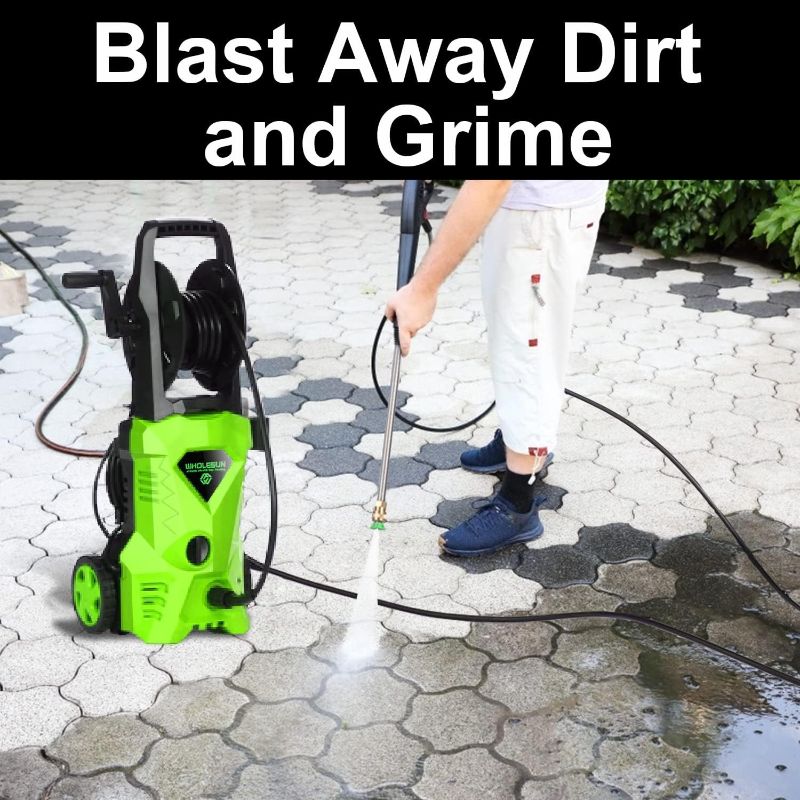Photo 5 of (READ NOTES) WHOLESUN 3000PSI Electric Pressure Washer 2.4GPM Power Washer 1600W High Pressure Cleaner Machine with 4 Nozzles Foam Cannon for Cars, Homes, Driveways, Patios (Green)
