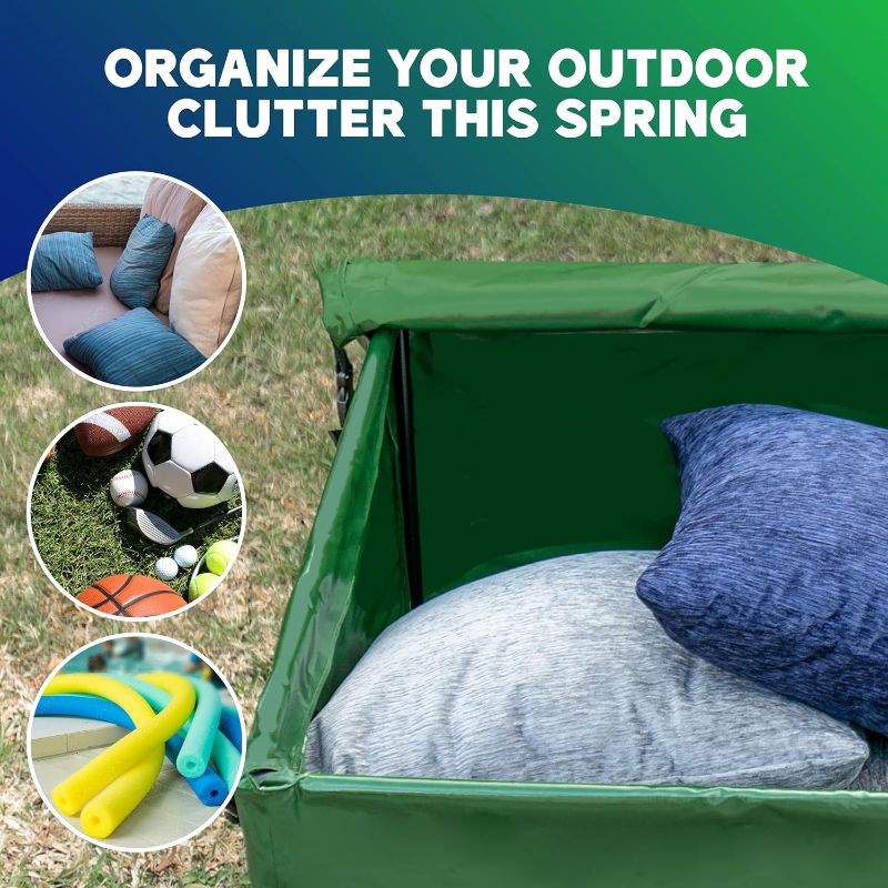 Photo 3 of (READ NOTES) YardStash Outdoor Storage Box (Waterproof) - Heavy Duty, Portable, All Weather Tarpaulin Deck Box - Protects from Rain, Wind, Sun & Snow - Perfect for the Boat, Yard, Patio, or Camping – XL Green