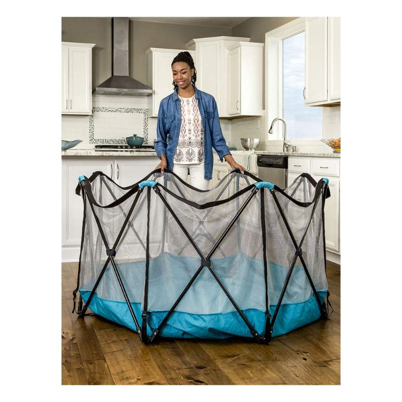 Photo 3 of (READ NOTES) Regalo My Play Deluxe Extra Large Portable Play Yard Indoor and Outdoor, Bonus Kit, Washable, Teal, 8-Panel