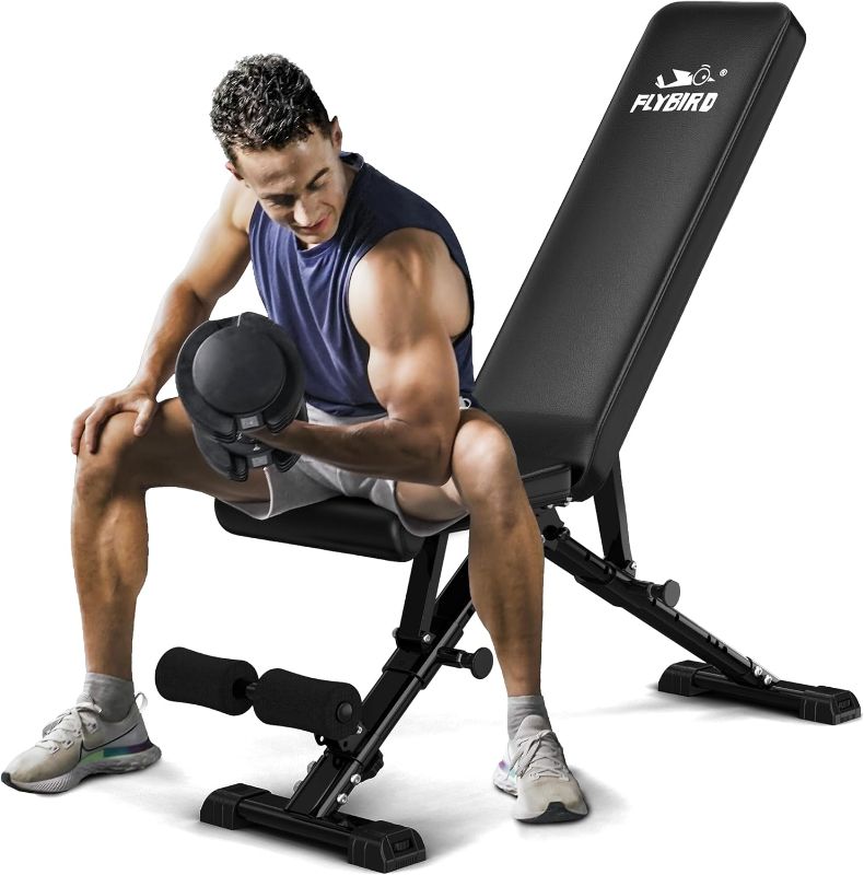 Photo 1 of (READ NOTES) FLYBIRD Weight Bench, Adjustable Strength Training Bench for Full Body Workout with Fast Folding-New Version
