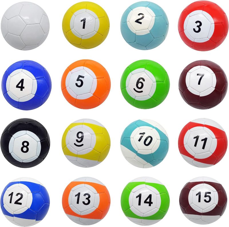 Photo 3 of (READ NOTES) Yoqanr 16 Pcs Snooker Balls Soccer Table Game Street Ball Huge Billiards Football for Pool Ball Toy Sport Inflatable
