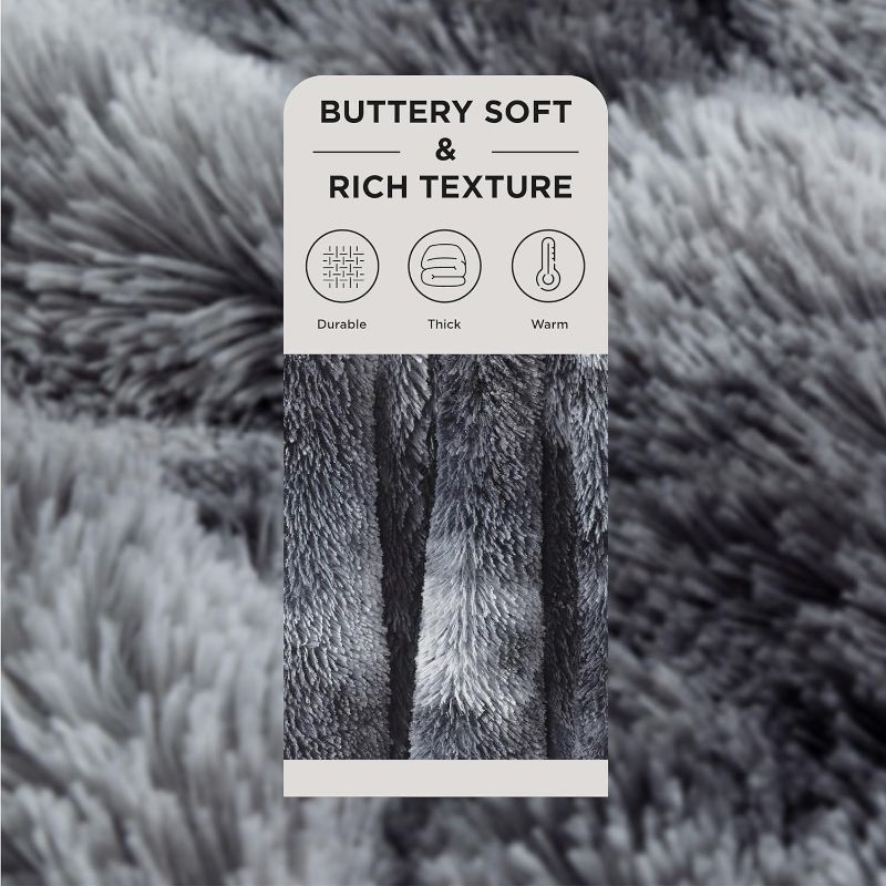 Photo 3 of (READ NOTES) Bedsure Faux Fur King Size Blankets for Bed Grey - Tie-dye Fuzzy Fluffy Soft Plush Decorative Cozy Shaggy Shag Furry Warm Thick Sherpa Big Large Blankets King Size, 108x90 inches 108x90 Grey