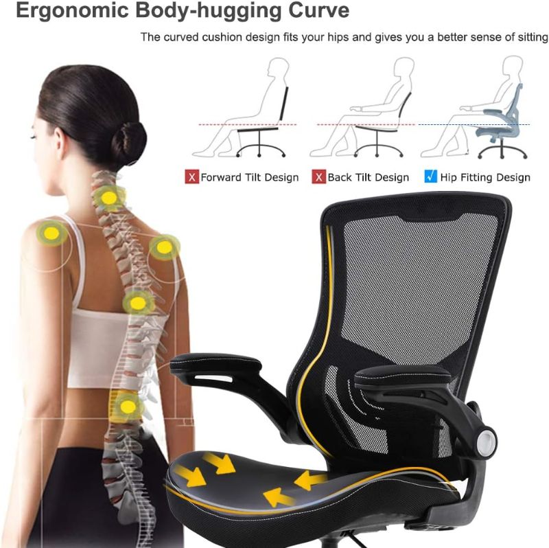 Photo 4 of (READ NOTES) Drafting Chair Ergonomic Tall Office Chair Standing Desk Chair with Flip Up Arms Foot Rest Back Support Adjustable Height Mesh Drafting Stool, Black