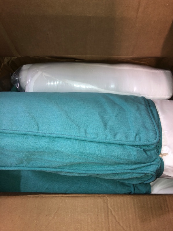 Photo 2 of (READ NOTES) Arden Selections ProFoam Outdoor Deep Seat Cushion Cover 24 x 24, Surf Teal 24" x 24" Deep Seat Set (Plush Pillow Back) Surf Teal