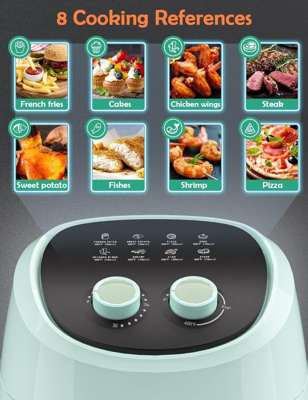 Photo 4 of (READ NOTES) ALLCOOL Air Fryer 4.5 QT Fit for 2-4 People Easy to Use with 8 Cooking References Auto Shutoff Blue Air Fryer Blue-Knob Control