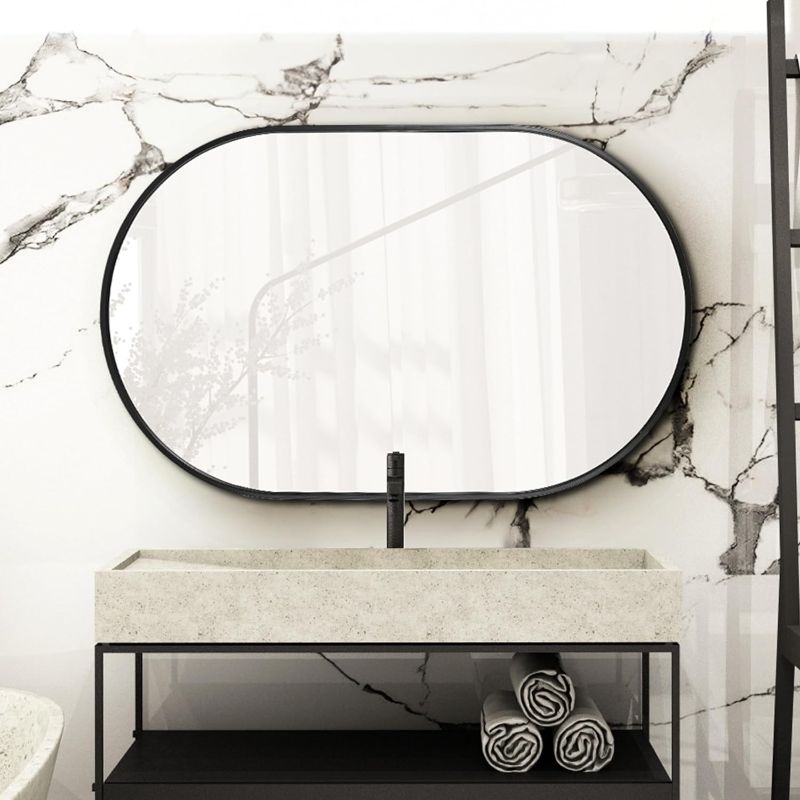 Photo 4 of (READ NOTES) HOWOFURN Oval Wall Mounted Mirror,  Black-(aluminum) 24" x 36"