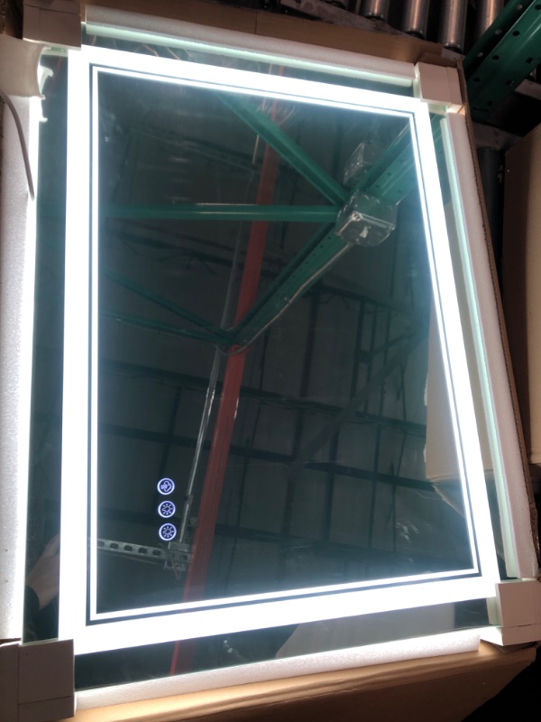 Photo 2 of (READ NOTES) Ratsamee 24x32 Inch Led Mirror for Bathroom with Front Light and Backlit, Dimmable Anti Fog Wall Bathroom Mirror with Led Lights, Water Proof, Decor Vanity Mirror Frontlit+backlit 24x32