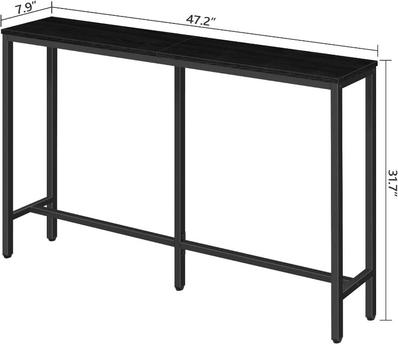 Photo 4 of (READ NOTES) MAHANCRIS Console Table, Narrow Entryway Table, 47.2 Inches Sofa Table, Couch Table, Long Hallway Table for Living Room, Bedroom, Sturdy and Stable, Easy to Assemble, Black CTHB12001 47.2"L x 7.9"W x 31.7"H