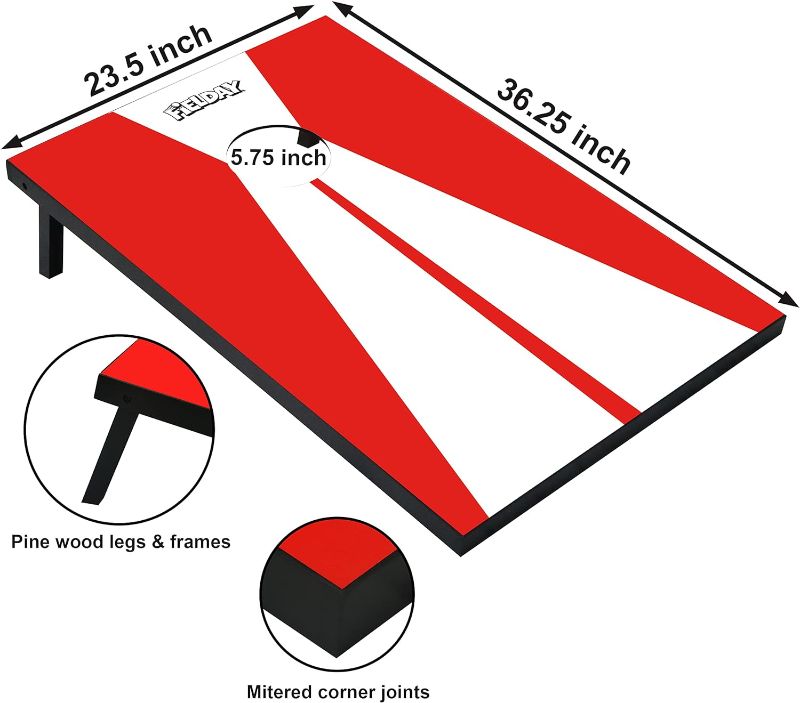 Photo 3 of (READ NOTES) FIELDAY 4 ft x 2 ft Cornhole Board Set for July 4th, Rustic Wood Cornhole Game Sets Includes 8 Bean Bags, Travel Case and Game Rules for Outdoor and Indoor Play