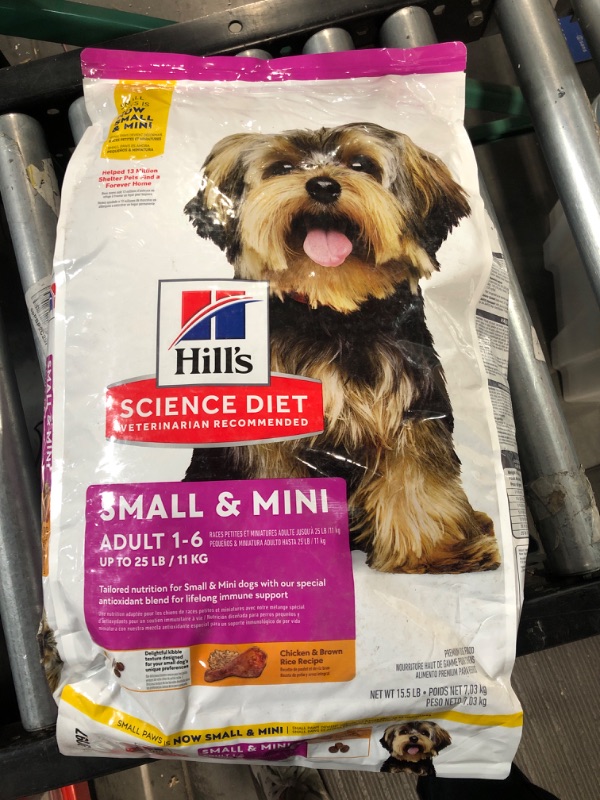 Photo 3 of (READ NOTES) Hills Science Diet Dog Food, Premium, Chicken Meal & Rice Recipe, Small Paws, Adult 1-6 - 15.5 lb