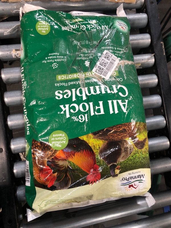 Photo 2 of (READ NOTES) Manna Pro All Flock Crumbles | 16% Protein Level | Complete Feed for Chickens, Ducks, Geese, Turkeys and Gamebirds | Probiotics to Support Digestion | Crumbled Form for Easy Feeding | 25 Pounds 25 Pound (Pack of 1)