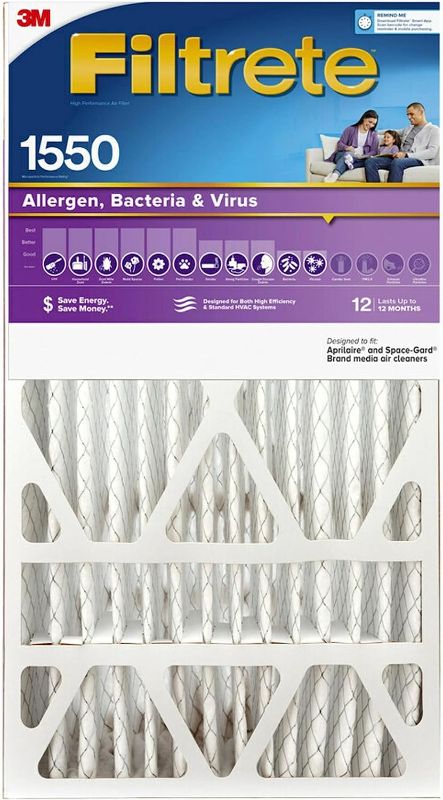 Photo 1 of (READ NOTES) Filtrete 16x25x5, AC Furnace Air Filter, MPR 1550 DP, Healthy Living Ultra Allergen Deep Pleat, 1-Pack (Actual Dimensions 15.62x24.12x4.87)
