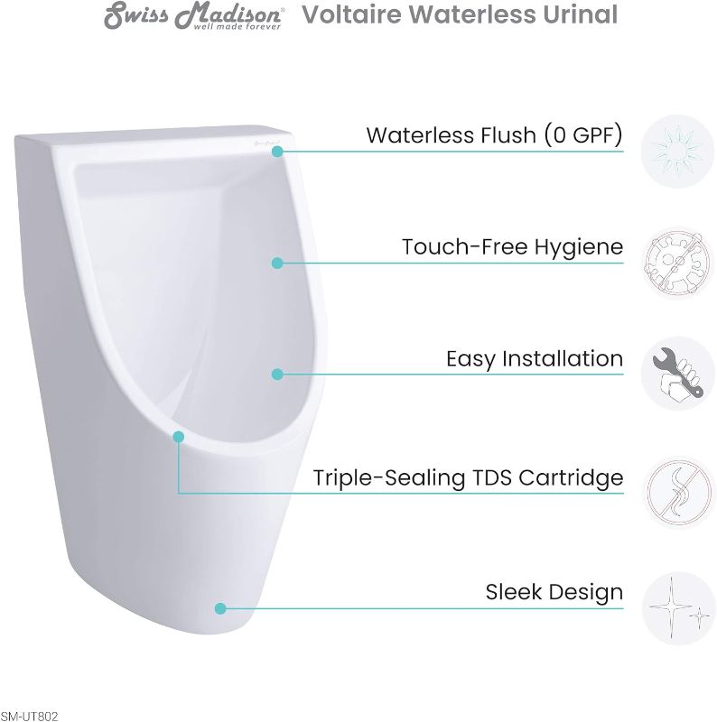 Photo 3 of (READ NOTES) Voltaire Waterless Urinal in White