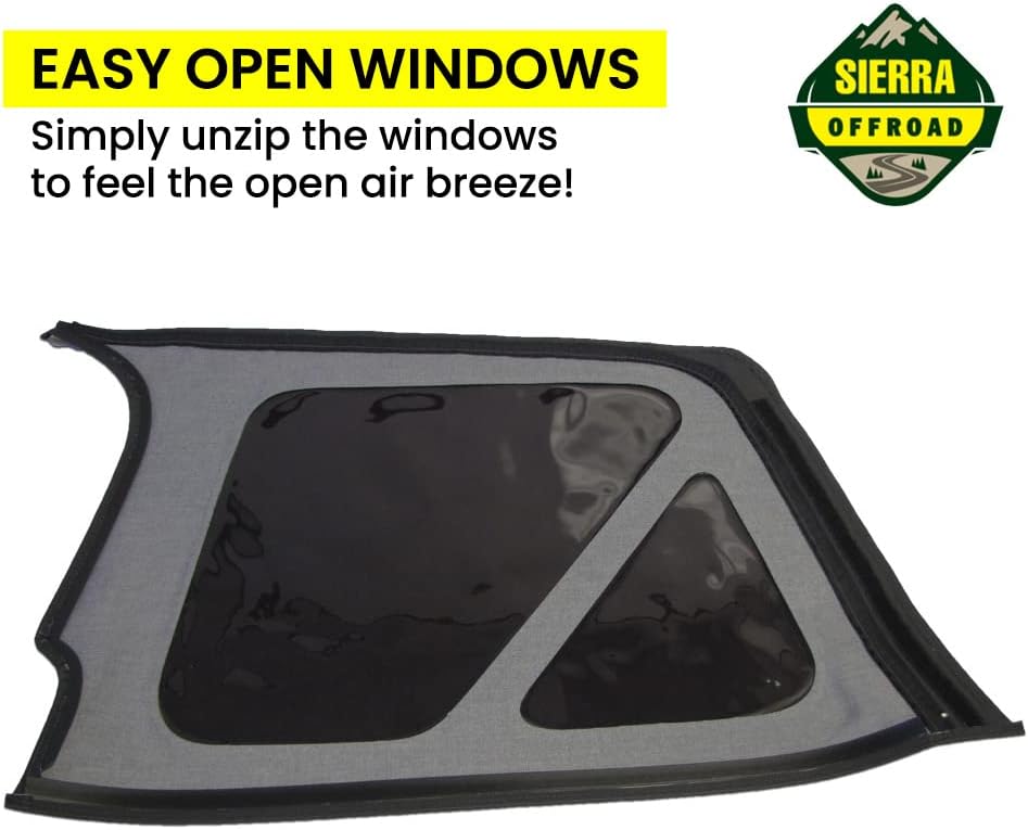 Photo 4 of (READ NOTES) Sierra Offroad Replacement Soft Top with Tinted Windows, fits Jeep Wrangler TJ Model 1997-2006, Premium Sailcloth Vinyl, Factory Quality and Precision Fit, Black Black Sailcloth