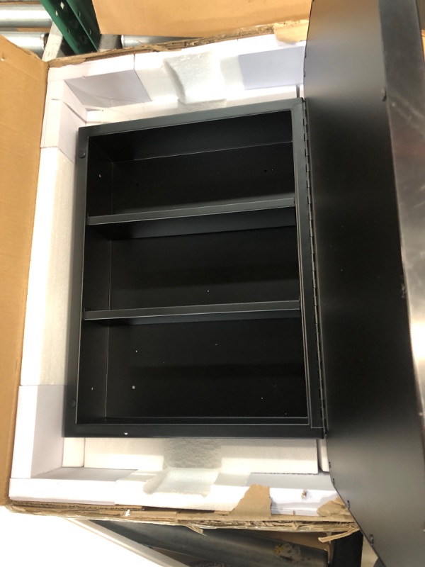 Photo 3 of (READ NOTES) Keonjinn 20x26 Inch Black Recessed Medicine Cabinets for Bathroom with Vanity Mirror Stainless Steel Framed Surface Wall Mounted Metal Mirrored Bathroom Cabinets Black Mirror: 20x26