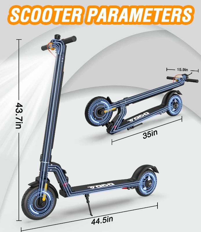 Photo 5 of (READ NOTES) Electric Kick Scooter, TODO Foldable Electric Scooter for Adults,Max 15MPH Range&12-19Mile Commuting E-Scooter, 8.5" Solid Tire, Dual Brakes&350W Motor, Smart APP&Dual Brake System