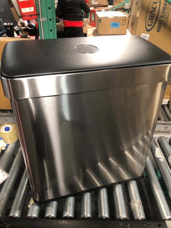 Photo 4 of (READ NOTES) SONGMICS Kitchen Trash Can, 16 Gallons (2 x 8 Gallons) Dual Compartment Garbage Can, 60L Pedal Recycling Bin, Stay-Open Lid and Soft Closure, Stainless Steel, Silver ULTB202E01