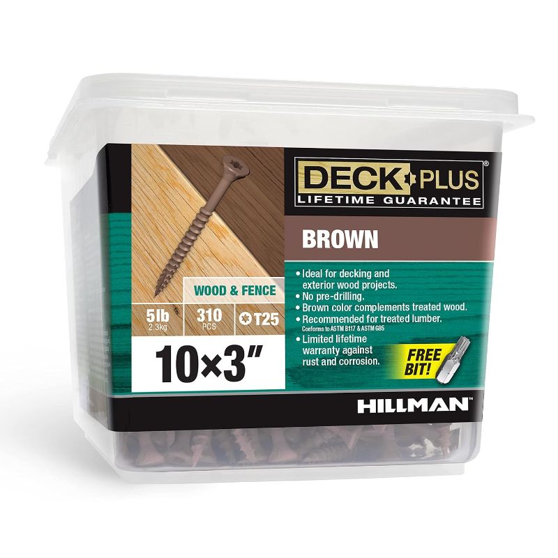 Photo 1 of (READ NOTES) Deck Plus Wood Screws, Brown Exterior Screws, 3" x #10, 5lb
