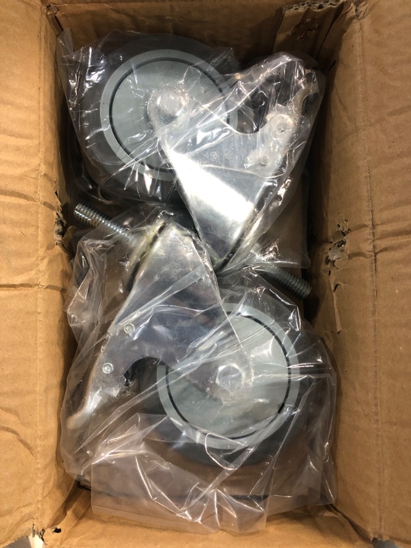 Photo 2 of (READ NOTES) AAGUT 4 Inch Brake Stem Casters 1/2"-13x1-1/2", Swivel Stem Caster, Grey Wheel Industrial Castors Heavy Duty Replacement for Carts Set of 4 4 Inch - (1/2"-13 x 1.5")
