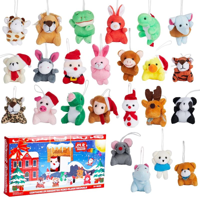 Photo 1 of (READ NOTES) 2023 Christmas Advent Calendar with Mini Animal Plush, 24 Different Stuffed Animals Christmas Party Favors Gifts,Christmas Countdown Toy Calendars, Stocking...
